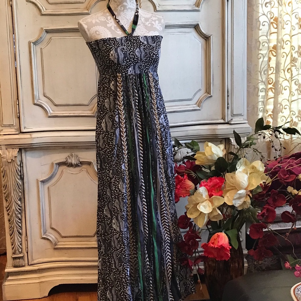 LETARTE DESIGNER MAXI DRESS OR SKIRT VINTAGE OCEAN THEME EXQUISITE DETAIL SZ Sm
